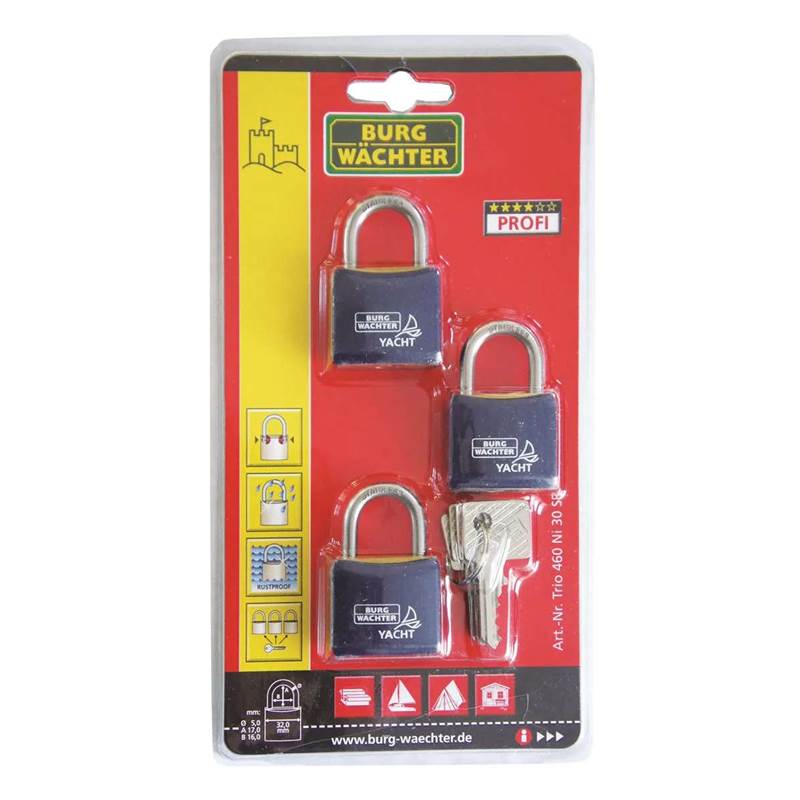 Burg Wachter Yacht Padlock 30mm - 3 Pack-1